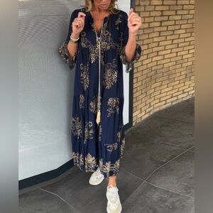 Floral Navy Blue Maxi Dress